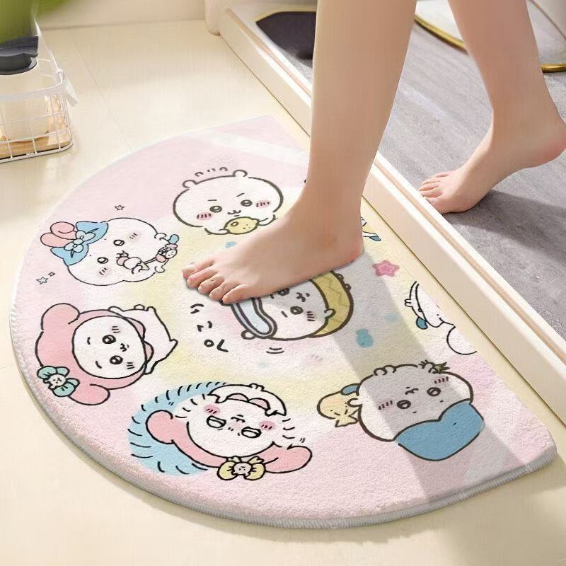 Home Bathroom Rugs - Chiikawa Semi Circle Bath Mat Cute