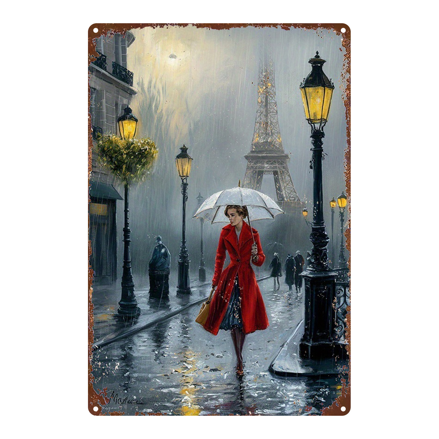Home Bathroom Signs - 2D Flat, 1pc, Metal Sign, Paris