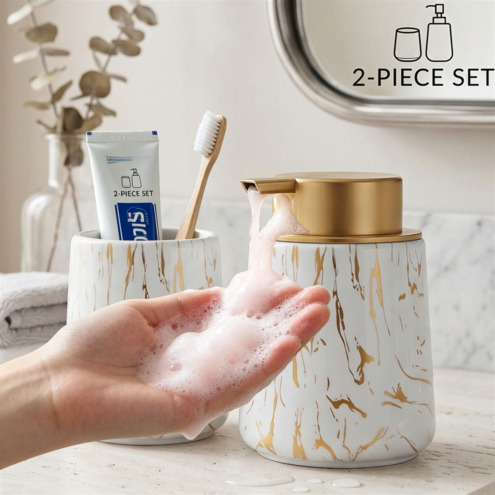 Tiny Home Bathroom Kitchen - Bathroom Accessories Set - Foam Soap