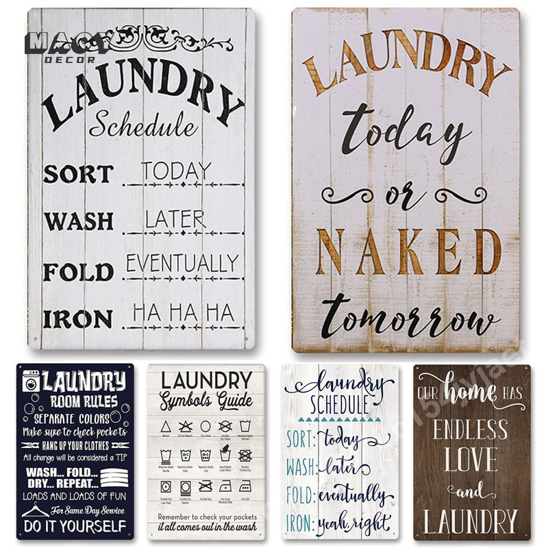 Slogan Metal Tin Sign Laundry  - Home Bathroom Signs review and price
