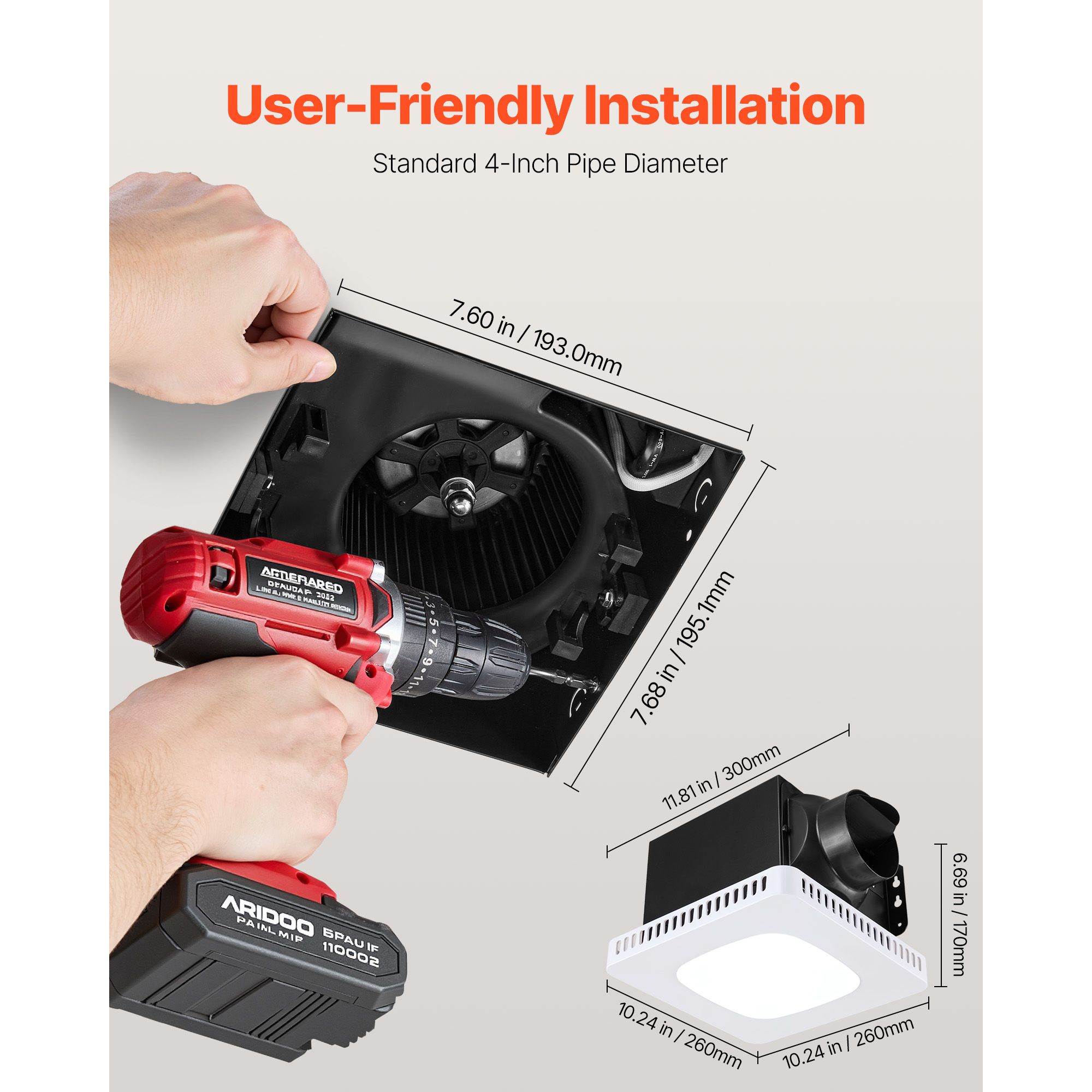 Bathroom Exhaust Fan with LED  - Home Bathroom Vent Fans review and price
