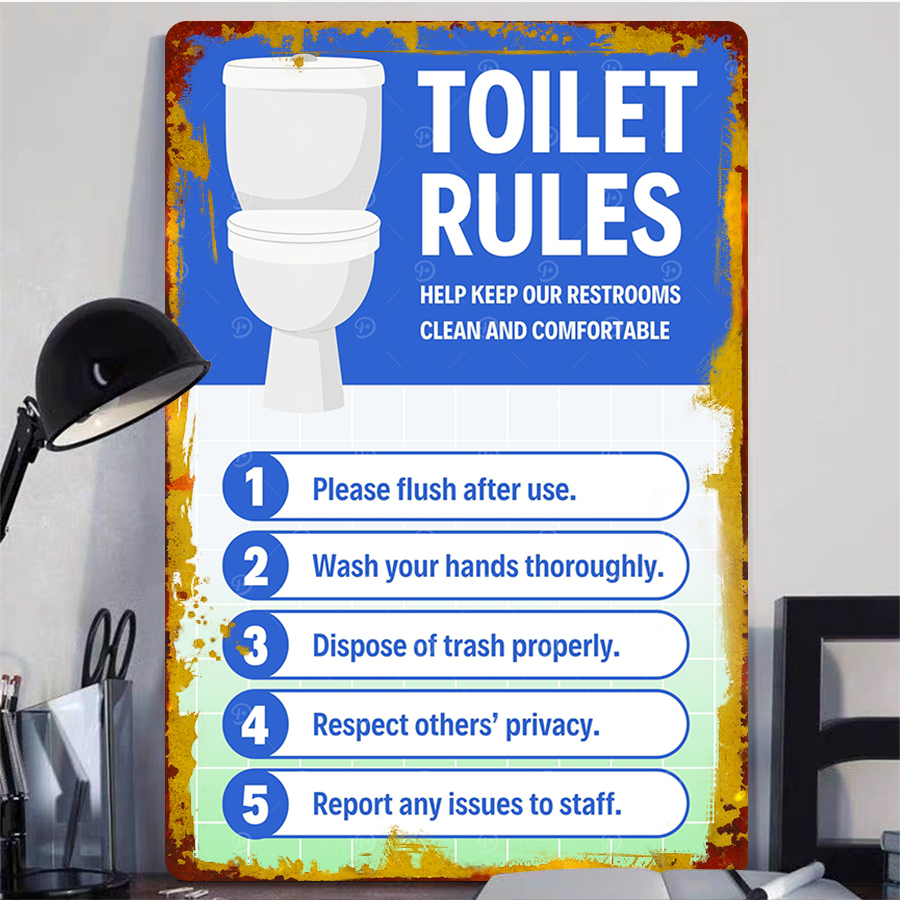 Custom Toilet Rules Metal Sign - Home Bathroom Etiquette review and price