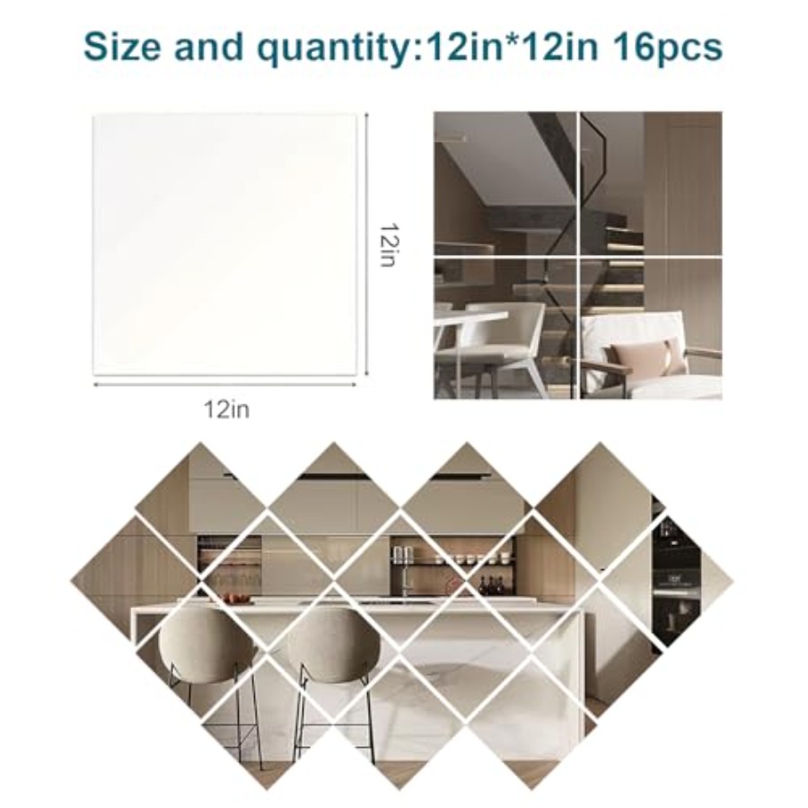 16 Pack Shatterproof Acrylic M - Home Bathroom Mirror review and price