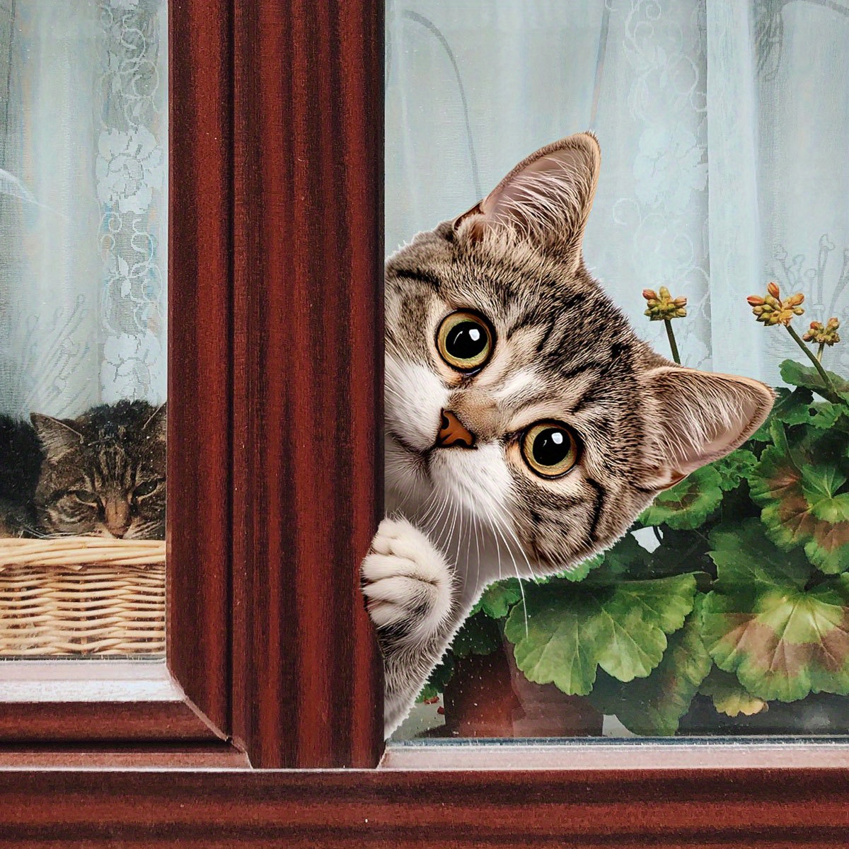 Funny Cat Peeking Window Wall  - Home Bathroom Window review and price