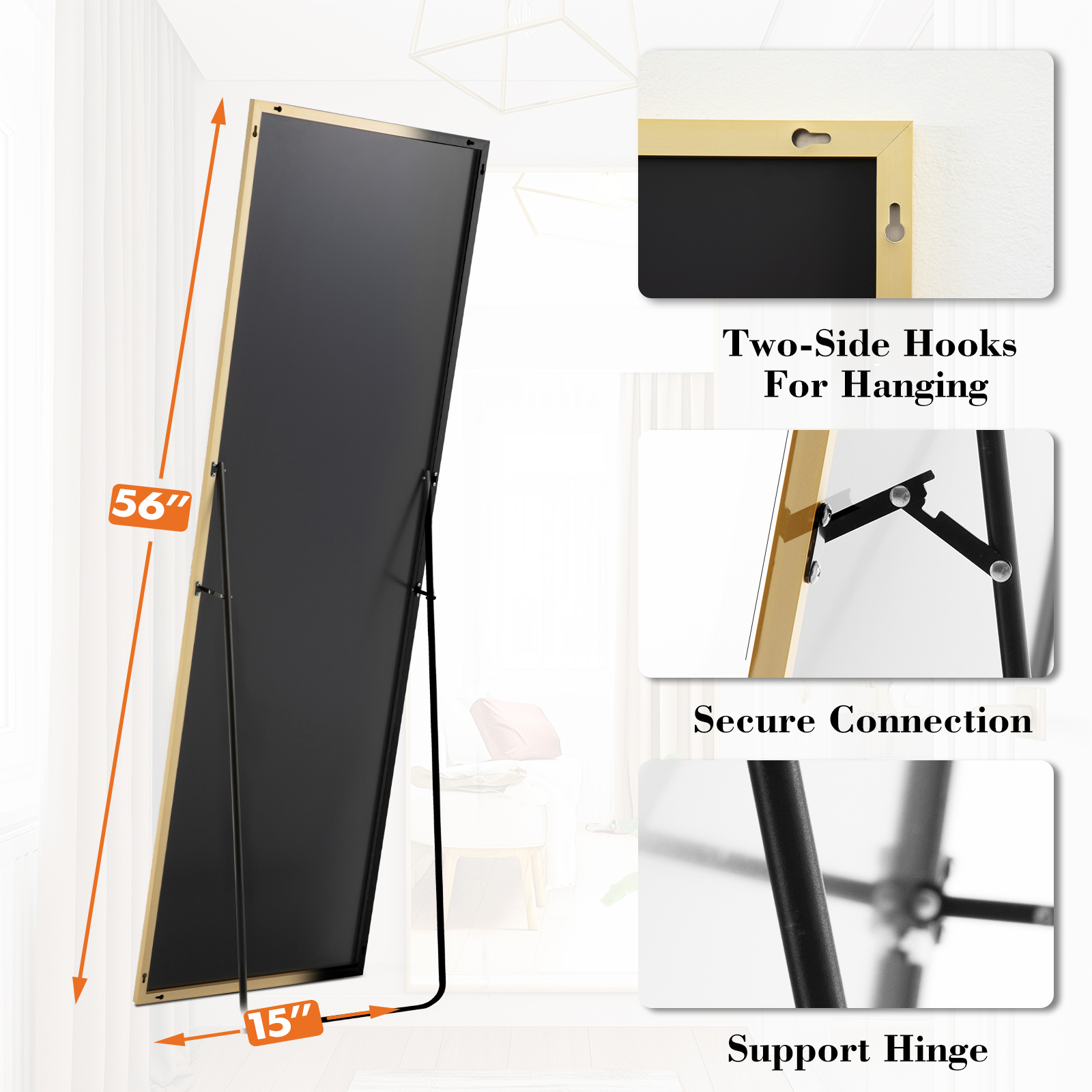 JHK Full Length Mirror with St - Home Bathroom Mirror review and price