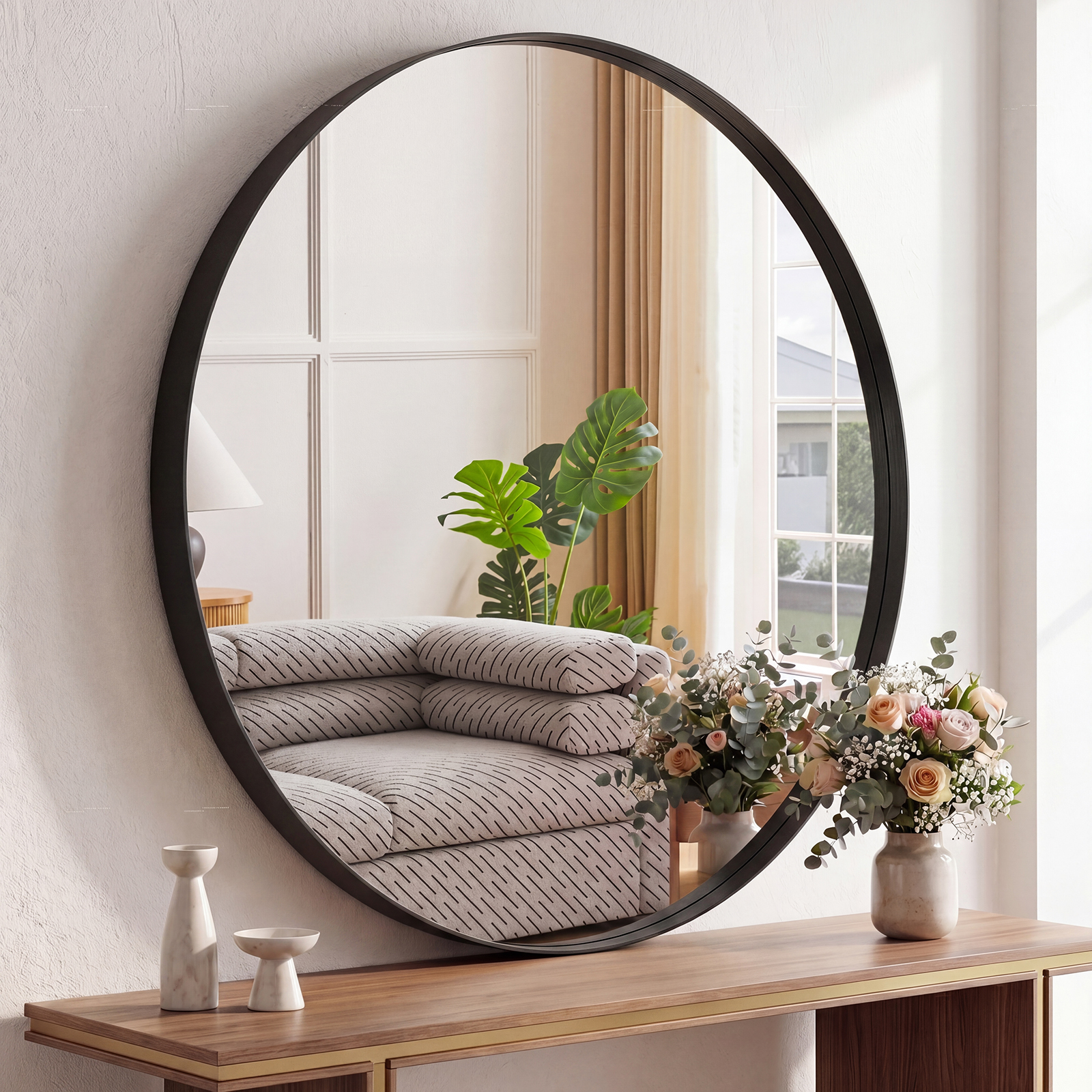 JHK Groove Gold Round Vanity F - Home Bathroom Mirror review and price
