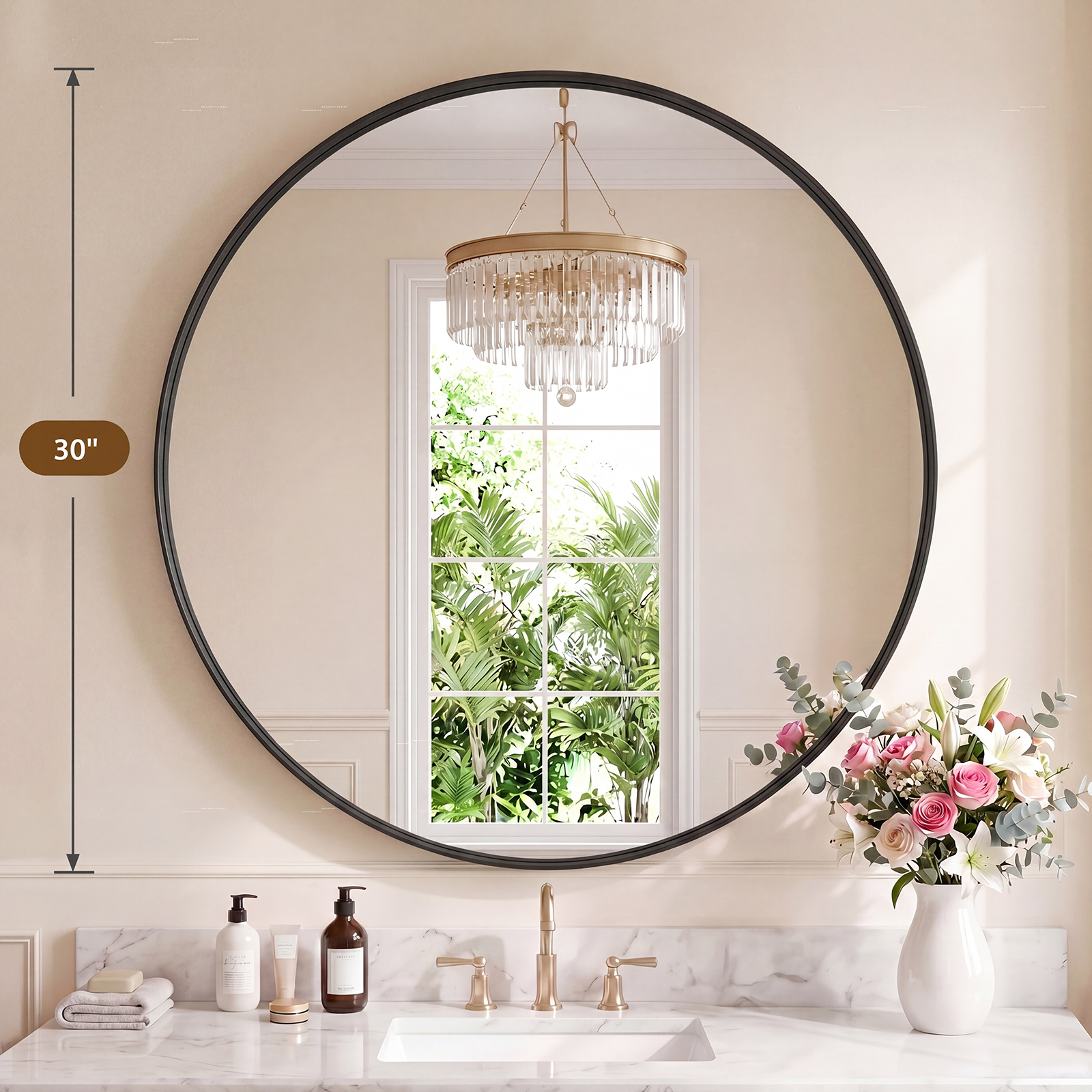JHK Groove Gold Round Vanity F - Home Bathroom Mirror review and price