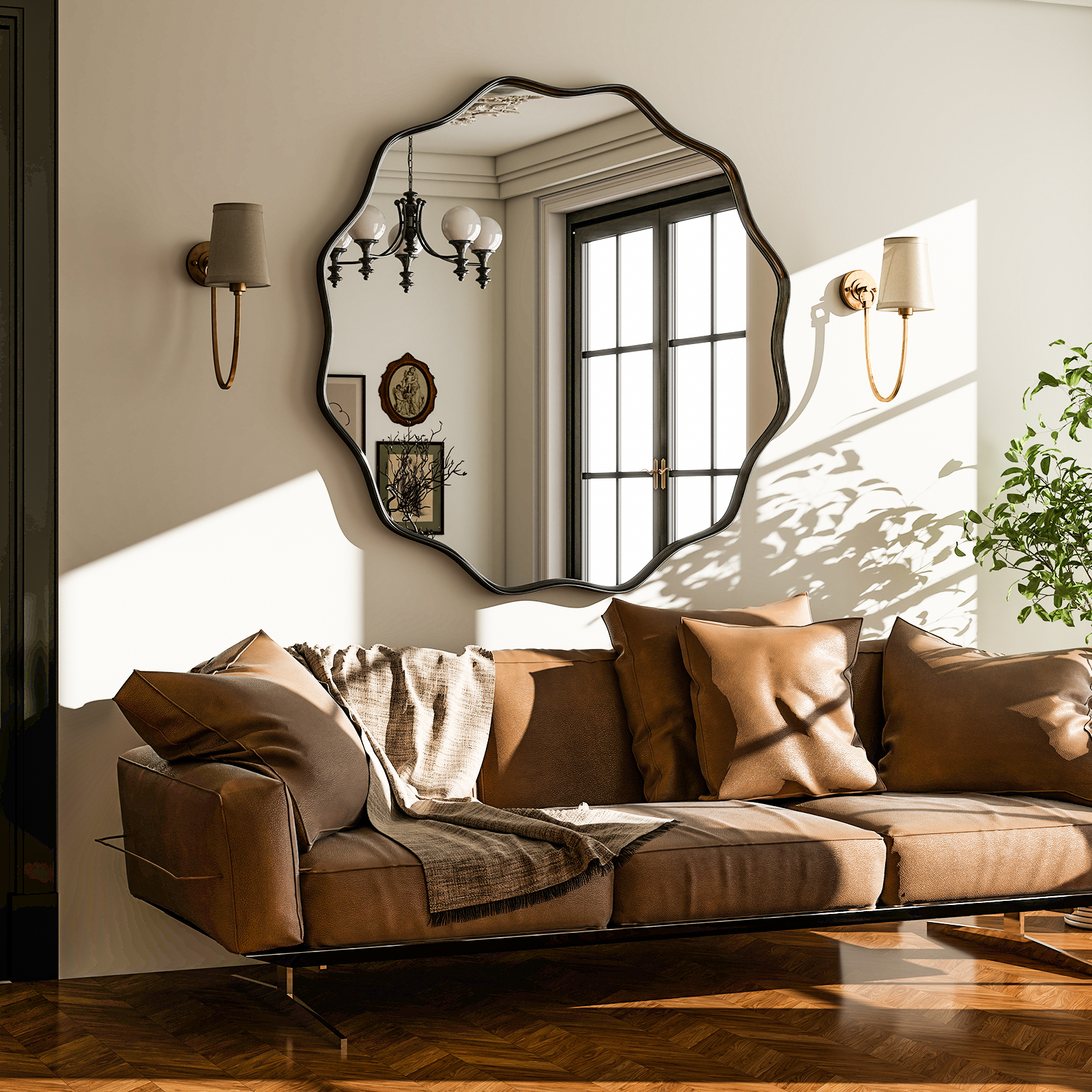 Wavy Round Bathroom Mirror Dec - Home Bathroom Mirror review and price