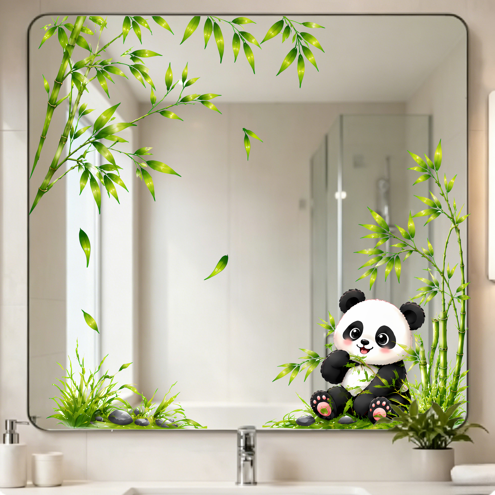 Cute Panda with Bamboo Bathroo - Home Bathroom Mirror review and price