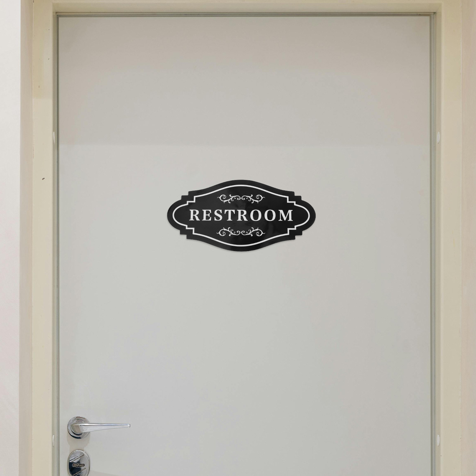 4Pcs Sleek Black Vinyl Restroo - Home Bathroom Signs review and price