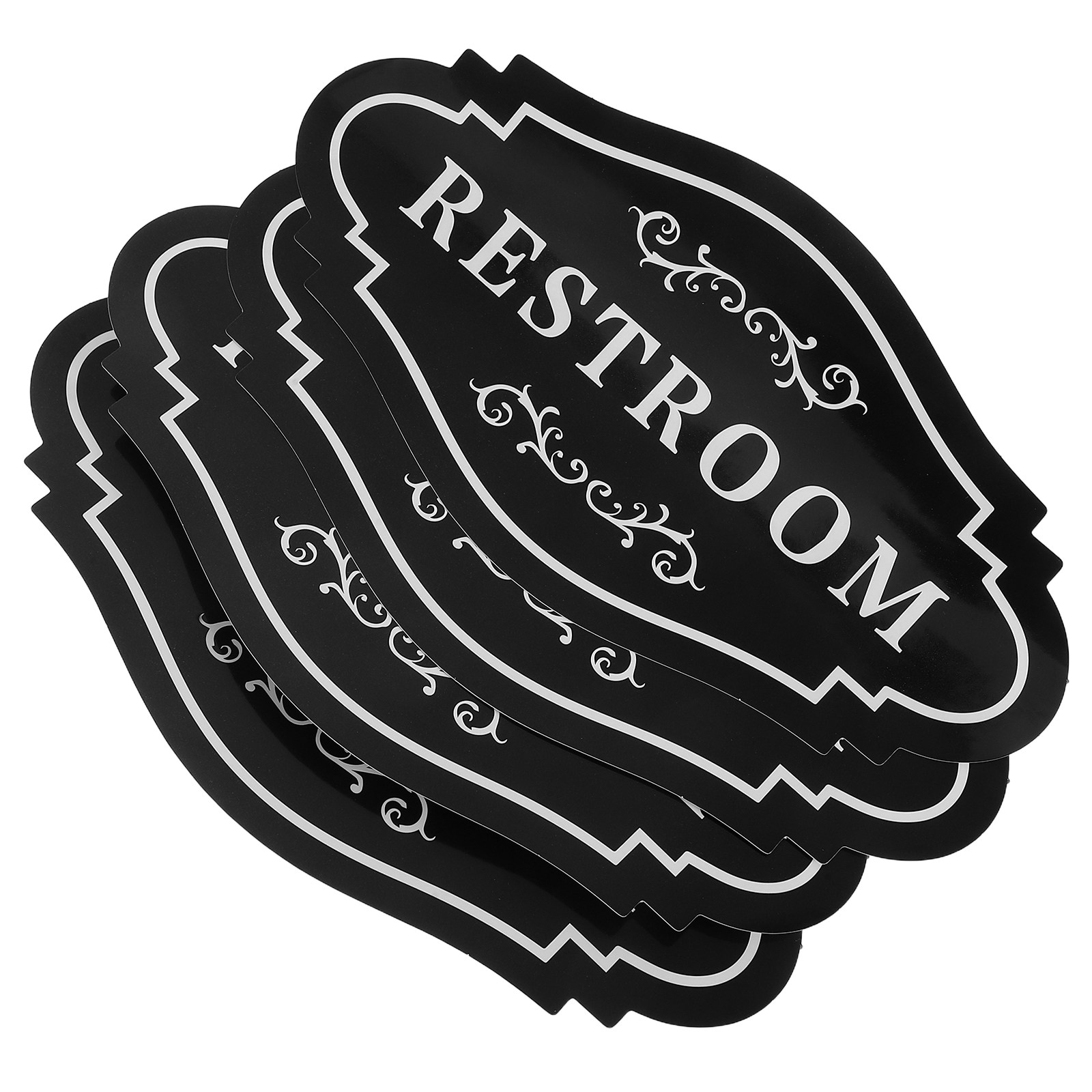 4Pcs Sleek Black Vinyl Restroo - Home Bathroom Signs review and price