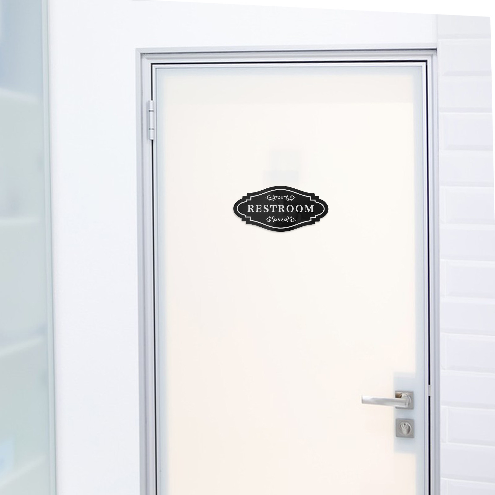 4Pcs Sleek Black Vinyl Restroo - Home Bathroom Signs review and price