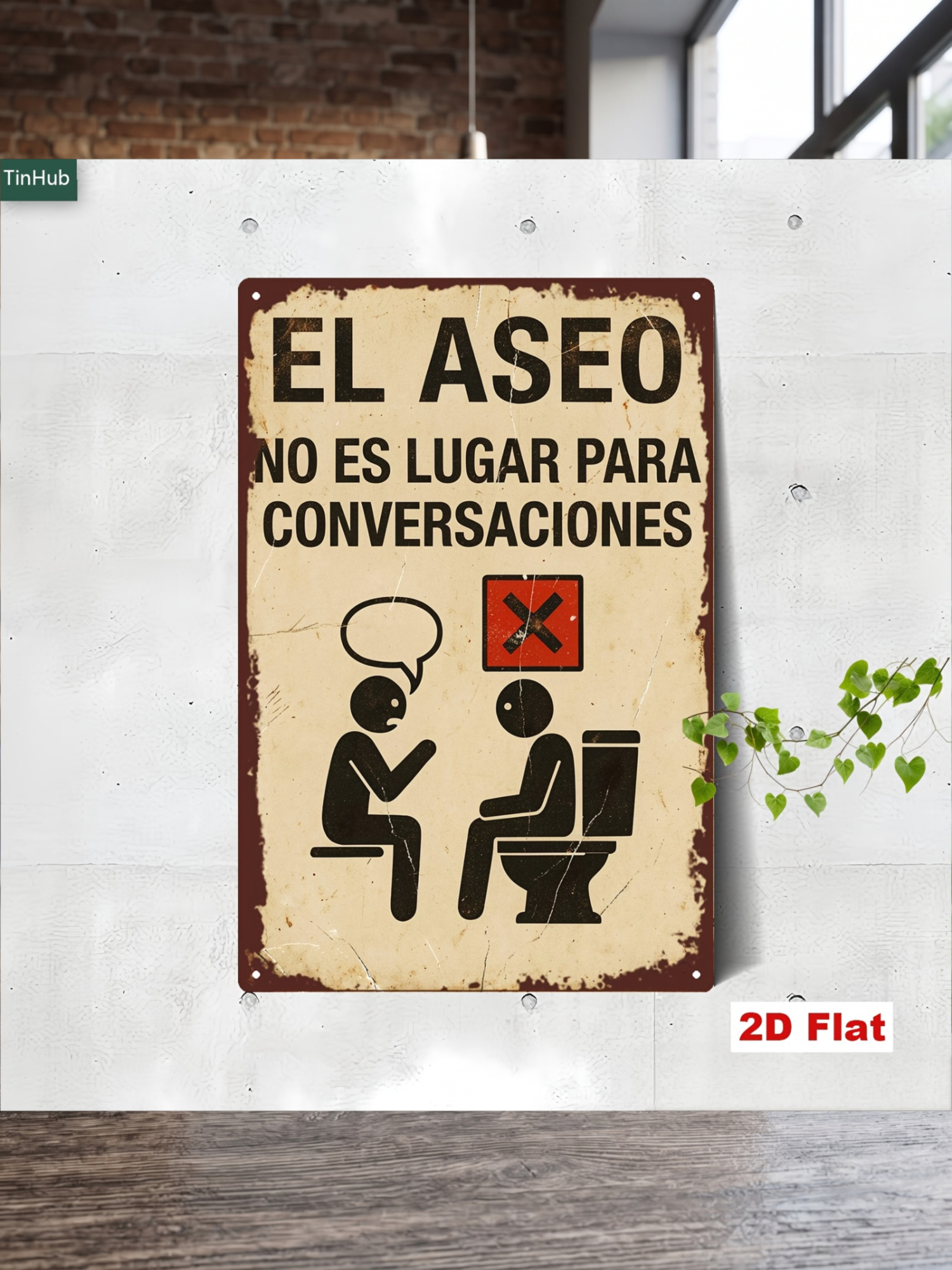 2D Flat 1pc of Vintage Spanish - Home Bathroom Signs review and price
