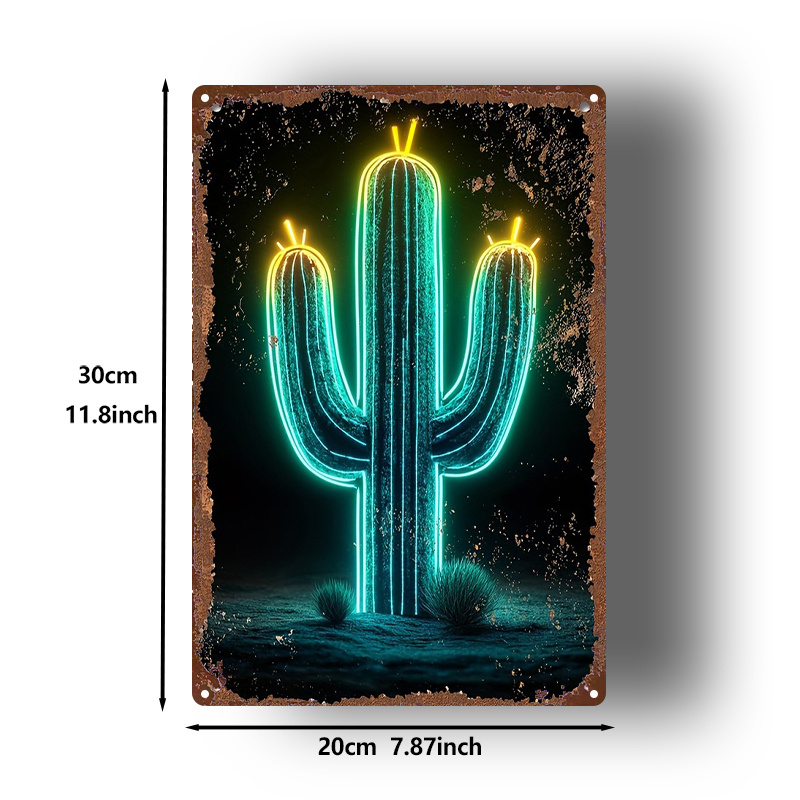 Vintage Neon Desert Cactus Alu - Home Bathroom Signs review and price